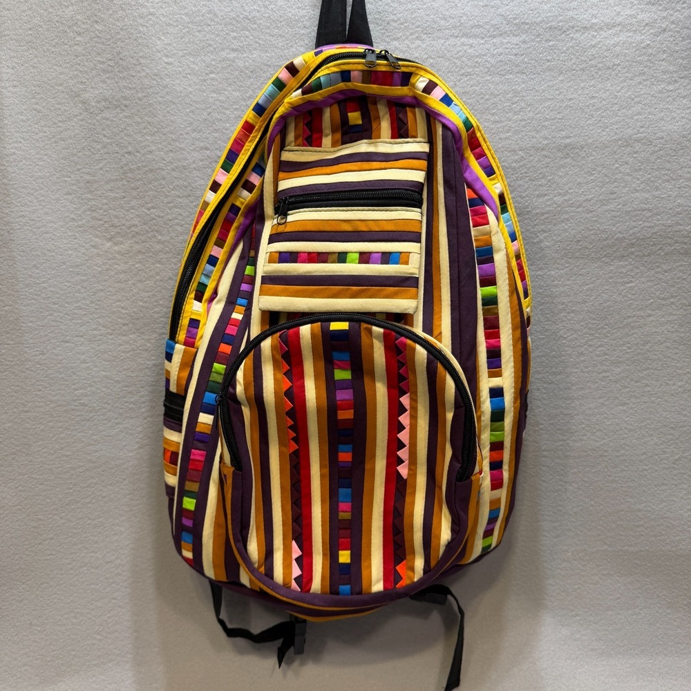 Boho Backpack Hippie-Style for Festivals and Travel W/ Multi Zippered Pockets